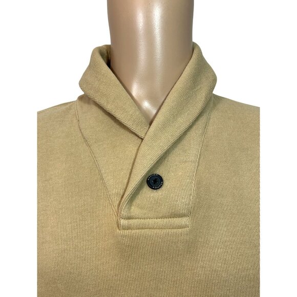 Nautica Men's Sweater Vtg Tan M  2-Button Cotton Shawl Collar Logo Long Sleeve - Picture 2 of 16